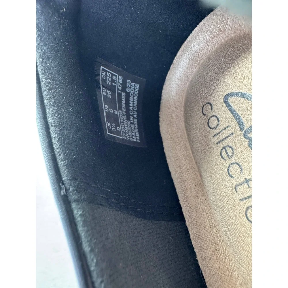 Clarks Marilyn Sara Pump Women's 6 M Black Leather Patent Cap Toe Slip-On Party - Picture 7 of 8